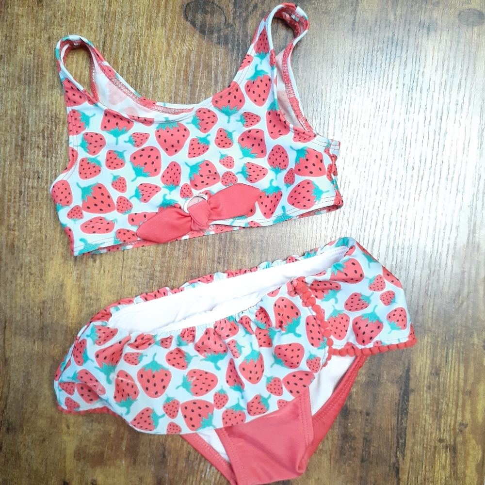2T 2 Piece Cat & Jack Strawberry Swimsuit